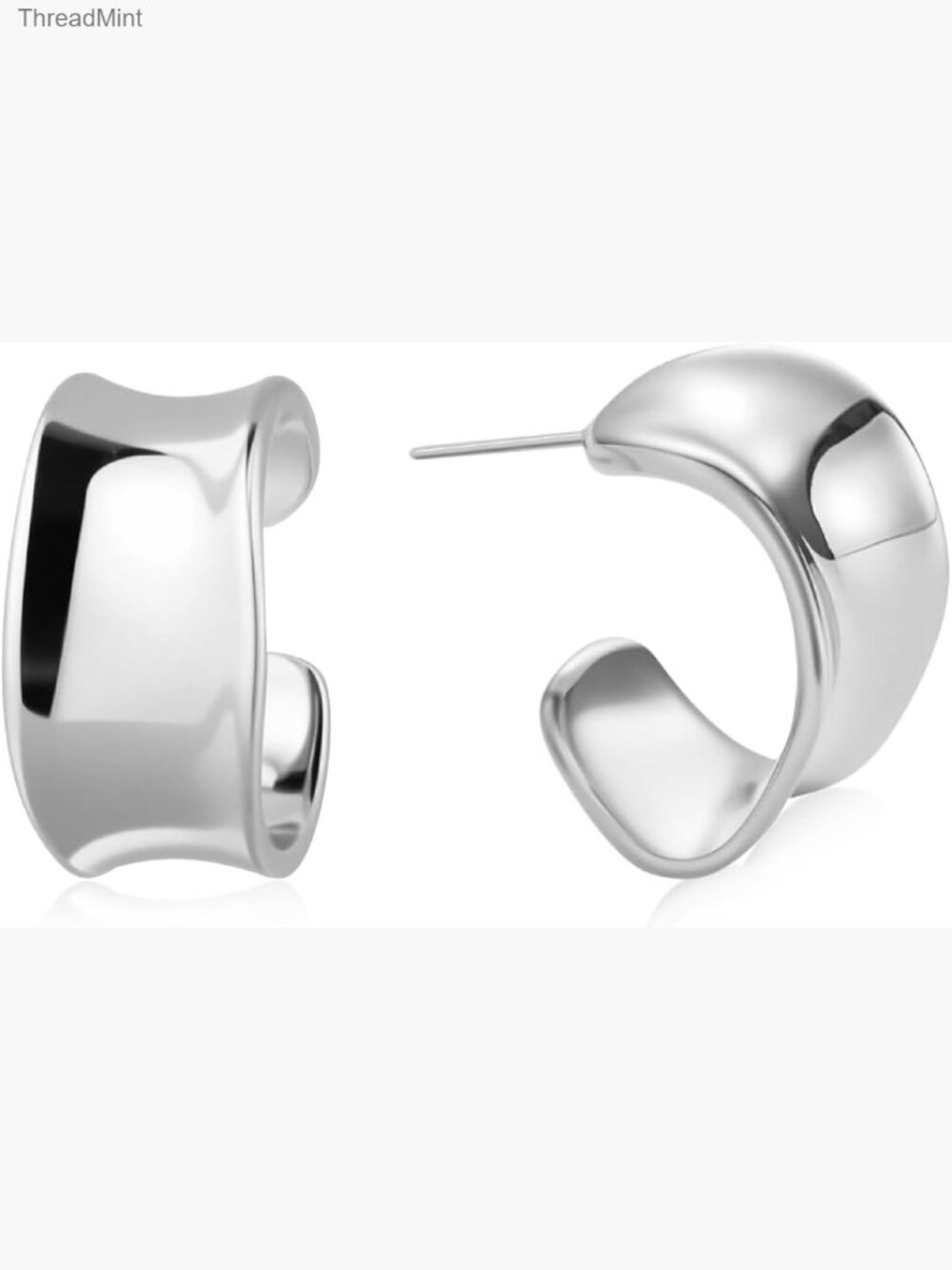 Chunky Sterling Silver Hoop Earrings Statement Jewelry